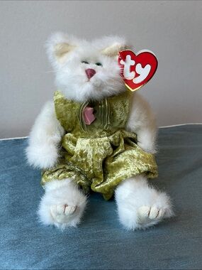 VTG Ty Attic Treasures Katrina the Cat Plush Green Velvet Outfit Jointed